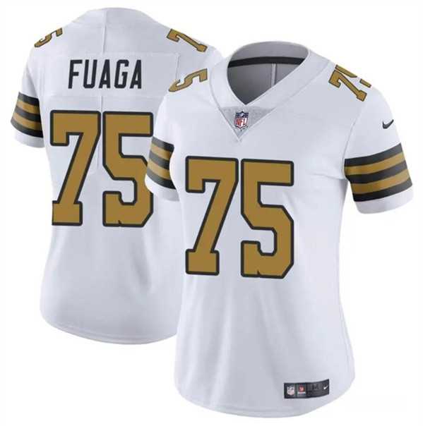 Womens New Orleans Saints #75 Taliese Fuaga White 2024 Draft Color Rush Stitched Game Jersey Dzhi